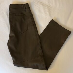Mango Leather Effect Straight Trousers